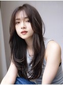 韓国風デジタルパーマくびれロングイメチェンレイヤーパーマ前髪