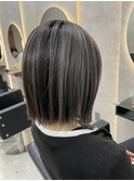 黒髪クラゲヘアーオリーブグレー小顔ココアベージュ