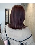 ワインレッド外ハネミディ