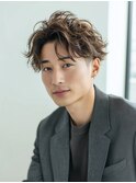 Men'sカットツイストスパイラルセンターパート刈り上げ眉毛