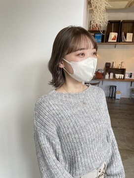 ヘアーアイストゥーレ(HAIR ICI TRE) ボブ グレージュカラー 透明感カラー ベージュカラー 担当渡辺聖