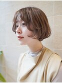 モテ髪ボブ/ミニボブ/ふんわりカール/ベージュ20代30代40代