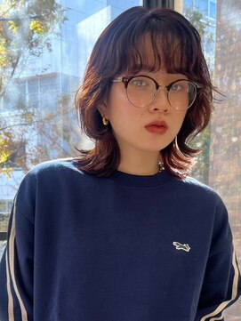 ハニーシブヤ(HONEY shibuya) くびれウルフレイヤーパーマ×ワインレッドブラウン