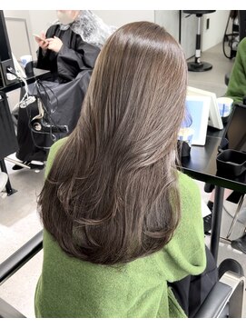 ソヨン 栄2号店(SOYON) 黒髪/グレーベージュ/レイヤーロング/前髪パーマ/髪質改善