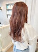 福山人気caaryピンクベージュ大人かわいいロングヘア巻き髪艶髪