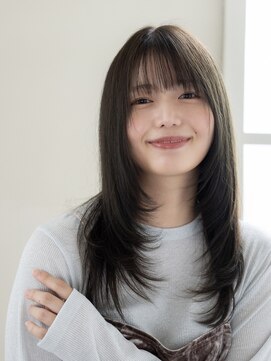 ヘアーメイクパウダー 天王寺寺田町店(Hair make powder) 小顔前髪ワンカールレイヤーカット黒髪ネビージュボブウルフ