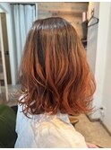 グラデーション×オレンジ×ゆるふわウェーブ