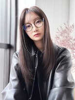 アルバム 池袋(ALBUM)&nbsp;透明感カラーオリーブカラーウルフレイヤーロング_F0419