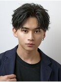 フェザーパーマセンターパートニュアンスパーマ韓国マッシュ黒髪