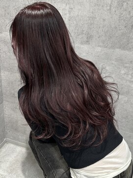 ルイス(L'wis) ワインレッド学割U24ケアブリーチ渋谷10代20代暖色カラー赤髪