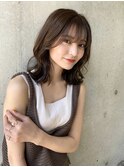 【マユコ】外ハネくびれミディアムボブレイヤーココアブラウン