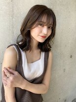 サンプラス(san+)&nbsp;【マユコ】外ハネくびれミディアムボブレイヤーココアブラウン