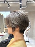 ★ブリーチなしダブルカラーで作るオリーブグレージュショート