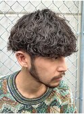 波巻きツイストスパイラルパーマツーブロック刈り上げ