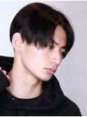 黒髪前下がりセンターパート