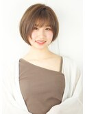 大人かわいい栗色ナチュラルショートボブ20代30代40代　京都