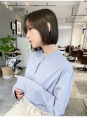 20代 30代 40代 ミディアムアッシュブラック大人可愛いミニボブ