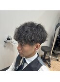 波パーマ　刈り上げ　マッシュ　ツーブロック