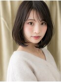 シースルーバング黒髪ワンカールAラインボブ309W上尾30代40代
