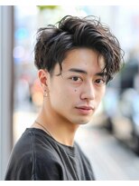 ハロオム(Halo homme) ラフにかっこよく!かきあげパーマ|メンズショート