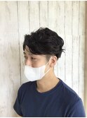 【メンズ】黒髪×刈り上げ×スパイラルパーマ