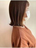 ハイライトで柔らかカラーに外ハネボブ