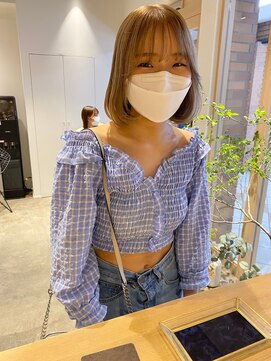 ガレージ バイ グリーン 原宿 表参道(Garage by green) 【loki】ボブ×ミルクティーベージュ