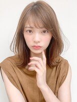 黒髪 グレーベージュ レイヤーロング前髪パーマ 外はねミディ*