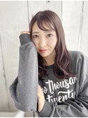 ツヤ感ピンクのAラインミックスカール