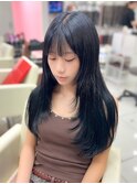 【エクステ】黒髪ロングヘア/レイヤーカット/エクステ大阪梅田駅