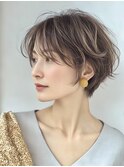 ミセスショートボブ白髪ぼかし脱白髪染め40代50代60代♪