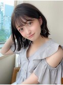 20代30代40代大人かわいいボブ フェザーバング カーキグレージュ