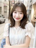 2wayバング 韓国前髪 シースルー ミディアム くびれ#