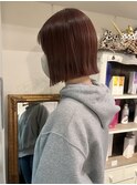 ボブ/切りっぱなしボブ/ピンクベージュカラー/ハイライト