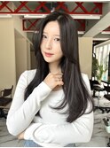 美髪レイヤーカット韓国ヘア暗髪就活カラーナチュラル渋谷表参道