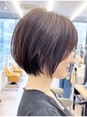 大人カワイイ小顔になるワンレンネビージュ黒髪ボブルフ髪質改善