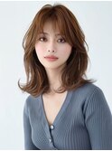 ☆ホワイトグレージュミニウルフデジタルパーマチェリーブラウン