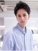 メンズ束感ベリーショートアッシュブラックスパイキーショート