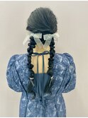 華やか可愛いツイン編みおろし