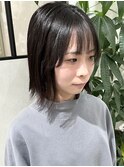切りっぱなしボブイルミナカラーグレージュ韓国風堺東オリーブ