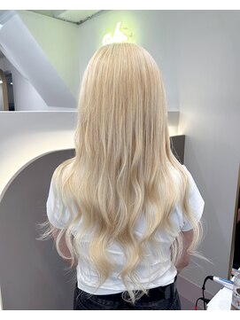 ガルボヘアー 心斎橋店(garbohair) 心斎橋プルエクステハイトーンホワイトカラーロング