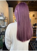 １回ブリーチのピンクバイオレットカラー