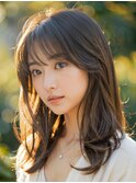 横浜西口顔周りレイヤーカットチョコレートブラウンカラー韓国◆
