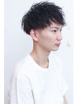 コンマヘアショートレイヤーかき上げパーマトランクスヘア