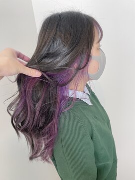 ナンバー(number+) 20代30代大人可愛い裾カラーパープルインナーカラー