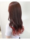 チェリーレッド☆ブリーチなしWカラー＆毛先ブリーチ☆