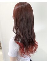 プラグ バイ ネオリーブ(plug by neolive)&nbsp;チェリーレッド☆ブリーチなしWカラー＆毛先ブリーチ☆