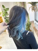 ブルーブラック×インナーカラーライトブルー　谷町6丁目