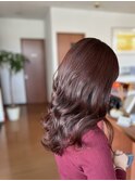 ・秋冬オススメ艶髪セミロングヘア女子ピンクベージュカラー・