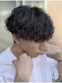 波巻きスパイラルパーマツイストパーママッシュメンズパーマ束感